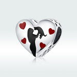 S925 Argent Sterling Cœur Ardente Amour Pendentif DIY Accessoires Bracelet, SCC1508