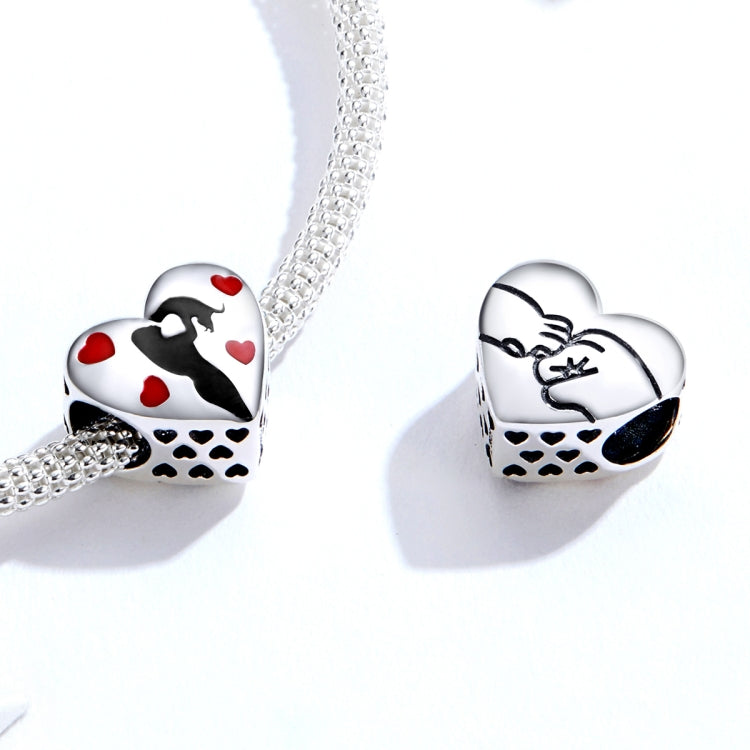 S925 Argent Sterling Cœur Ardente Amour Pendentif DIY Accessoires Bracelet, SCC1508