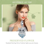S925 Argent Sterling Zircon Bleu Hibou Mobile Pendentif DIY Accessoires Bracelet, Pendentif