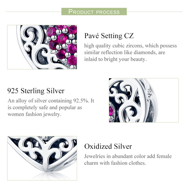 S925 Argent Sterling Perles Motif Cœur Accessoires de Bracelet DIY, SCC1109