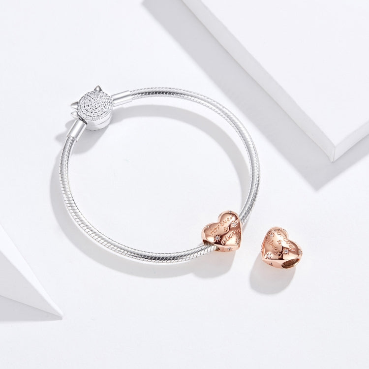 Accessoires de bracelet de perles lâches en forme de cœur doré en argent sterling S925