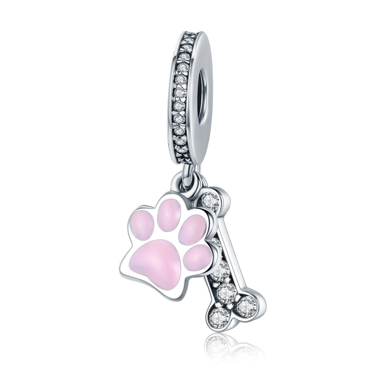 Accessoires de bracelet DIY en argent sterling S925 avec perles en diamant et empreinte de chien
