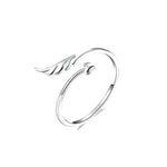 Bague Ailes d'Ange Ouverte en Argent Sterling S925, Bague Ouverte Plaqué Or Blanc, SCR567