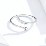 Bague Ailes d'Ange Ouverte en Argent Sterling S925, Bague Ouverte Plaqué Or Blanc, SCR567