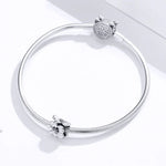 Perle en vrac en argent sterling 925 avec fleur pour bracelet DIY, SCC1486