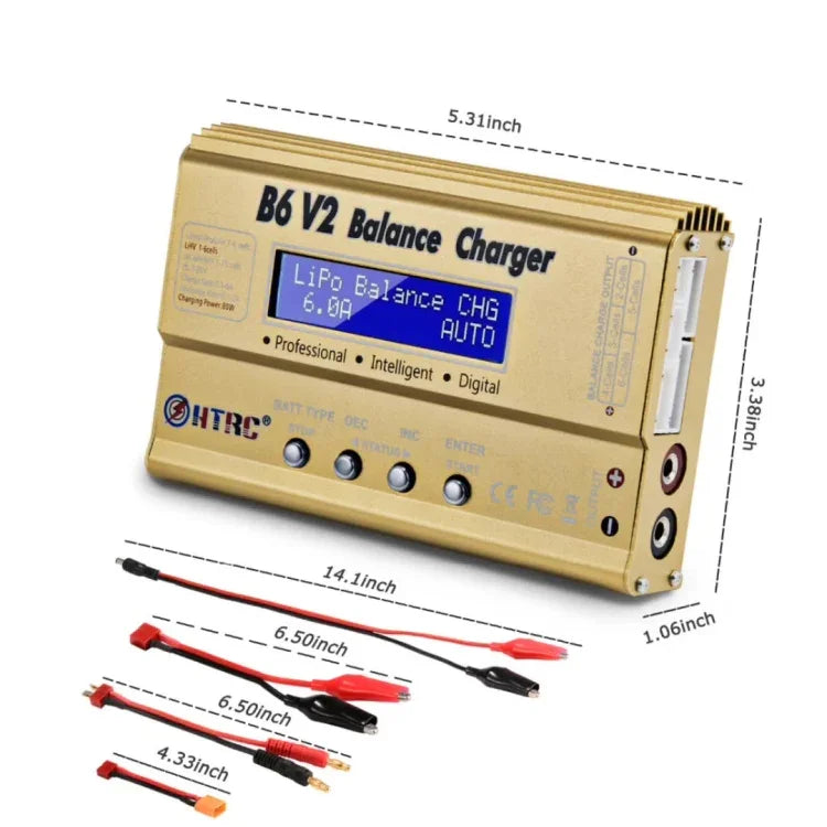 Chargeur d'avion HTRC B6 V2, chargeur d'équilibrage intelligent, prise US, prise EU, prise UK, prise AU