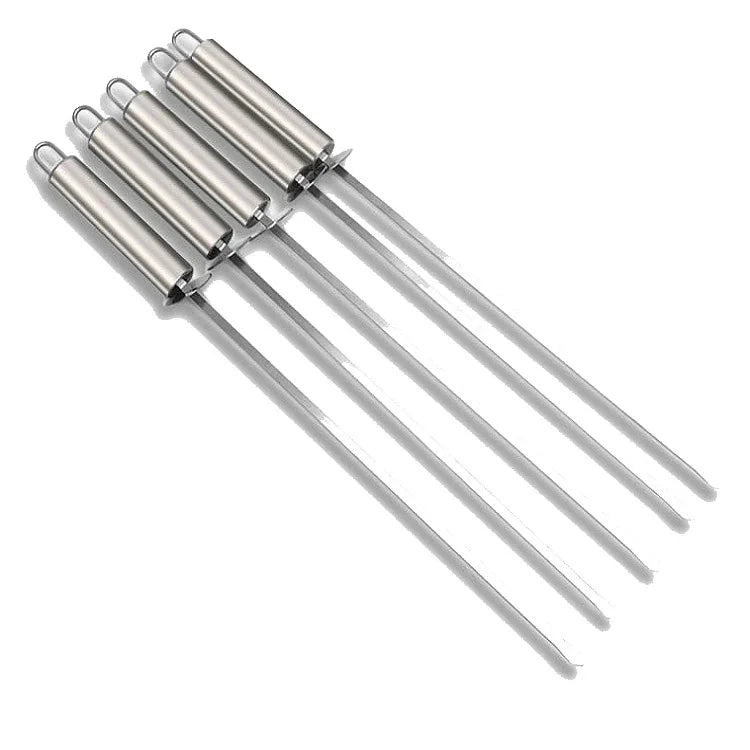 5 Pics Brochette de barbecue avec poignée Brochette de gril en acier inoxydable avec poignée résistante à la chaleur