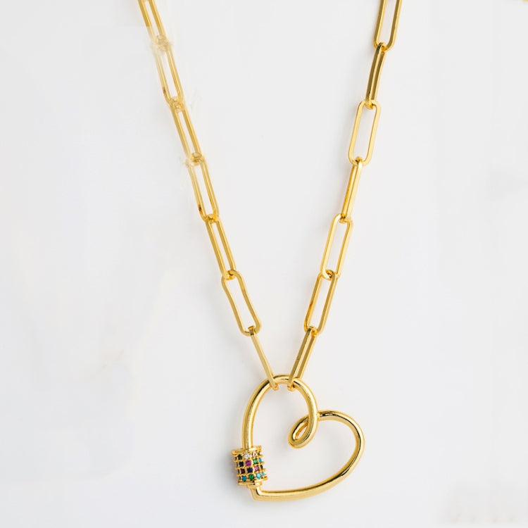 Collier Pendentif Cœur D'amour Avec Zircon Coloré Micro Incrusté, En Forme De Cœur, Double Cœur