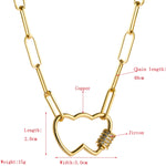 Collier Pendentif Cœur D'amour Avec Zircon Coloré Micro Incrusté, En Forme De Cœur, Double Cœur