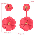 1 paire de boucles d'oreilles de style bohème en alliage, longues, en forme de fleur, blanc, jaune, rouge, noir, rose, vert foncé