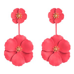 1 paire de boucles d'oreilles de style bohème en alliage, longues, en forme de fleur, blanc, jaune, rouge, noir, rose, vert foncé