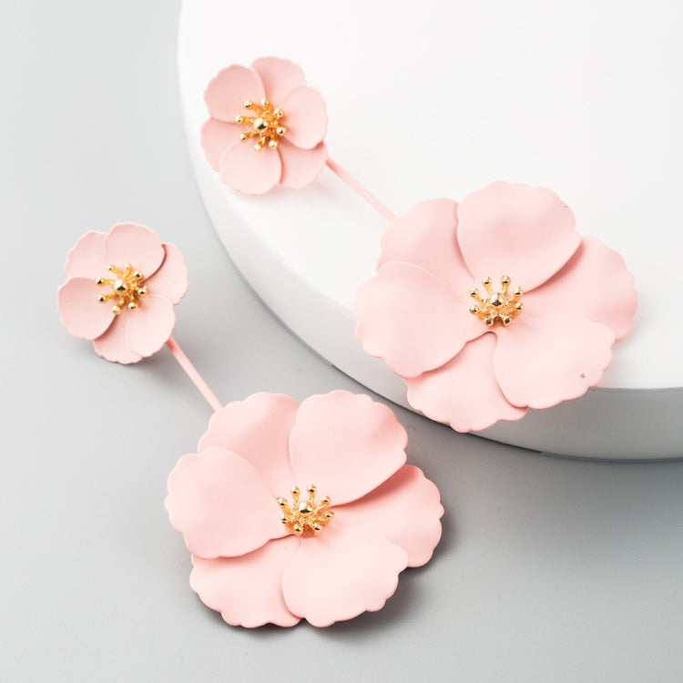 1 paire de boucles d'oreilles de style bohème en alliage, longues, en forme de fleur, blanc, jaune, rouge, noir, rose, vert foncé