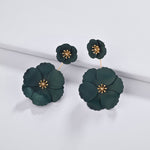 1 paire de boucles d'oreilles de style bohème en alliage, longues, en forme de fleur, blanc, jaune, rouge, noir, rose, vert foncé