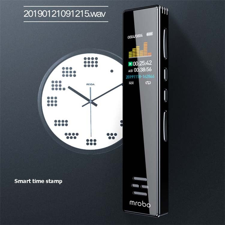 Enregistreur vocal professionnel MROBO A10 avec réduction de bruit HD, lecteur MP3 à écran couleur pour étudiants, 8 Go, 16 Go
