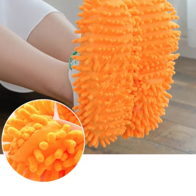 2pcs Couvre-chaussures en Chenille pour Mopping Paresseux Nettoyage du Sol Amovible et Lavable Balai Couleur Aléatoire, Balai pour Sol