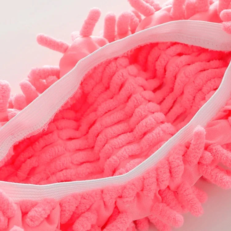 2pcs Couvre-chaussures en Chenille pour Mopping Paresseux Nettoyage du Sol Amovible et Lavable Balai Couleur Aléatoire, Balai pour Sol