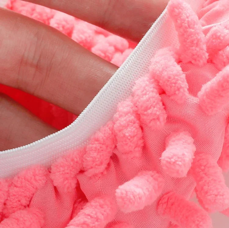 2pcs Couvre-chaussures en Chenille pour Mopping Paresseux Nettoyage du Sol Amovible et Lavable Balai Couleur Aléatoire, Balai pour Sol
