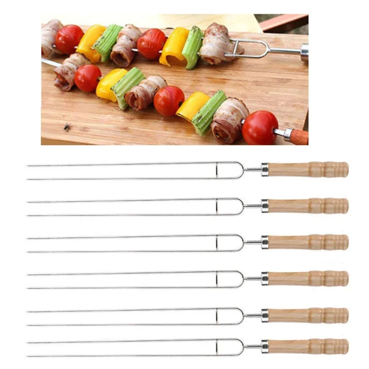 Brochettes de barbecue en acier inoxydable, fourchette de barbecue en U, spécifications : 6 pcs + 2 balais, 6 pcs, 4 pcs