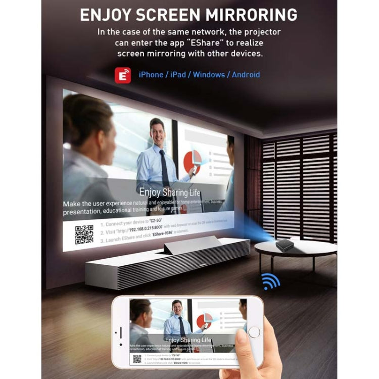 Mini projecteur intelligent DLP P11 854 x 480 avec télécommande infrarouge, Android 9.0, 2 Go+16 Go, compatible Wi-Fi 2,4 G/5 G, Bluetooth, carte TF