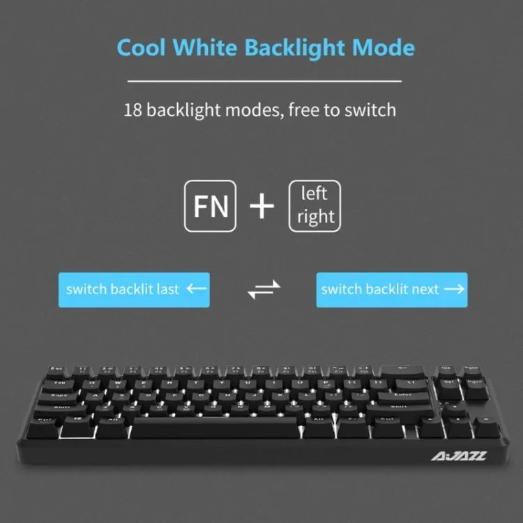Clavier mécanique Bluetooth pour ordinateur portable Ajazz K680T Mini USB filaire bimode 68 touches, longueur du câble : 1,6 m, commutateur vert, commutateur noir, commutateur marron