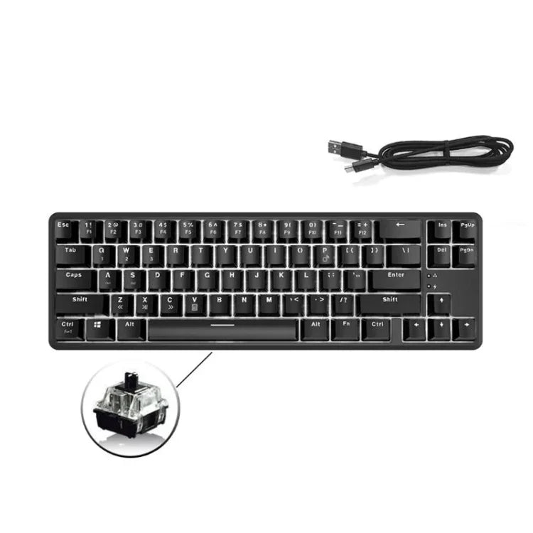 Clavier mécanique Bluetooth pour ordinateur portable Ajazz K680T Mini USB filaire bimode 68 touches, longueur du câble : 1,6 m, commutateur vert, commutateur noir, commutateur marron