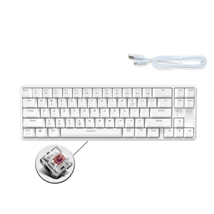 Clavier mécanique Bluetooth pour ordinateur portable Ajazz K680T Mini USB filaire bimode 68 touches, longueur du câble : 1,6 m, commutateur vert, commutateur noir, commutateur marron