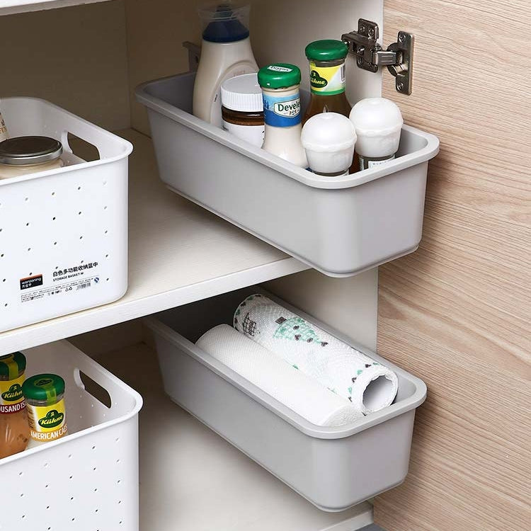 Étagère à épices murale coulissante sans perforation pour armoires et ustensiles de cuisine, blanc, gris