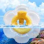 Anneau de siège tournesol pour enfants, bouée de natation gonflable pour bébé avec oreiller, anneau de siège tournesol