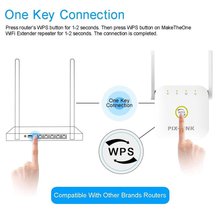 PIX-LINK WR22 Amplificateur d'Amélioration de Signal Wifi 300Mbps, Prise EU, Prise US, Prise UK, Prise AU