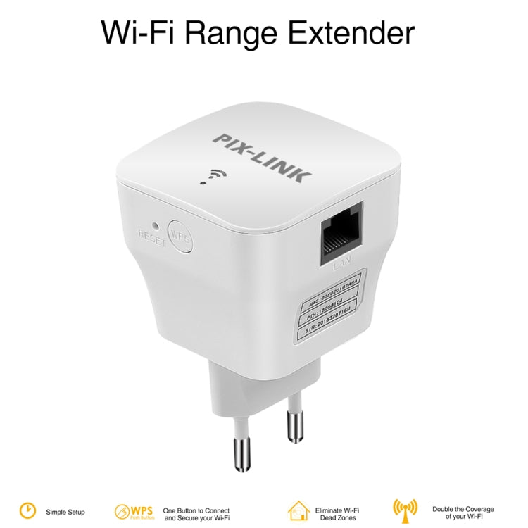 Répéteur amplificateur de signal WIFI PIXLINK WR12 300Mbps, prise EU, prise UK, prise US, prise AU