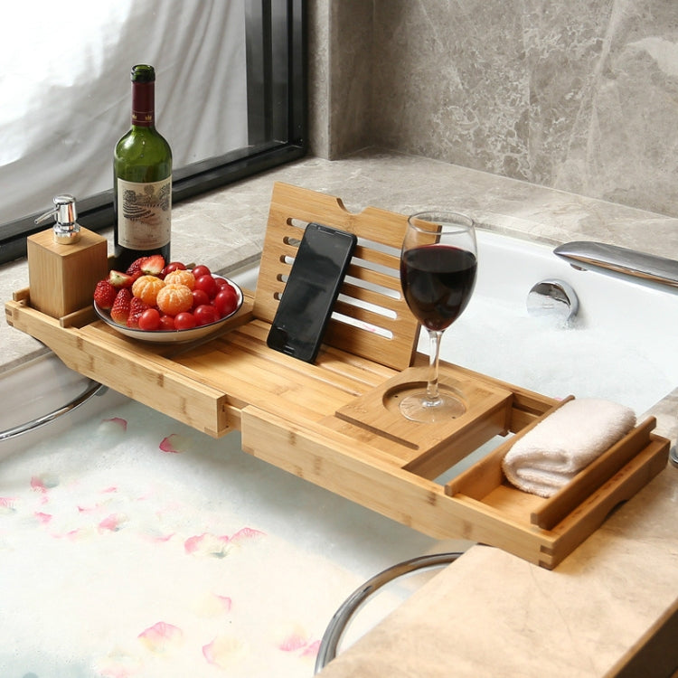 Support de baignoire en bambou multifonctionnel et rétractable pour salle de bain, Support de baignoire rétractable