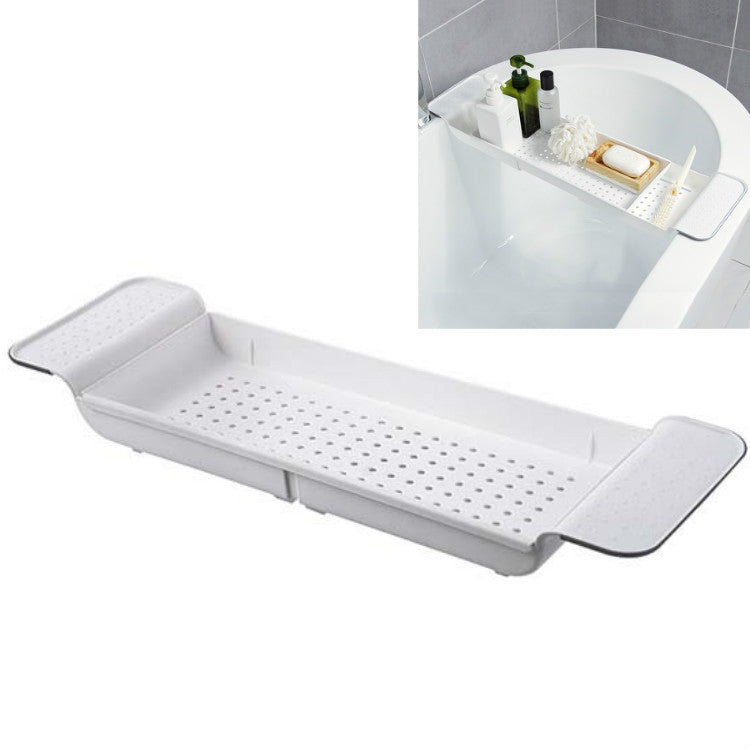 Étagère de baignoire rétractable, égouttoir de baignoire en plastique, étagère de rangement de douche pour baignoire, blanc+gris