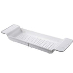 Étagère de baignoire rétractable, égouttoir de baignoire en plastique, étagère de rangement de douche pour baignoire, blanc+gris