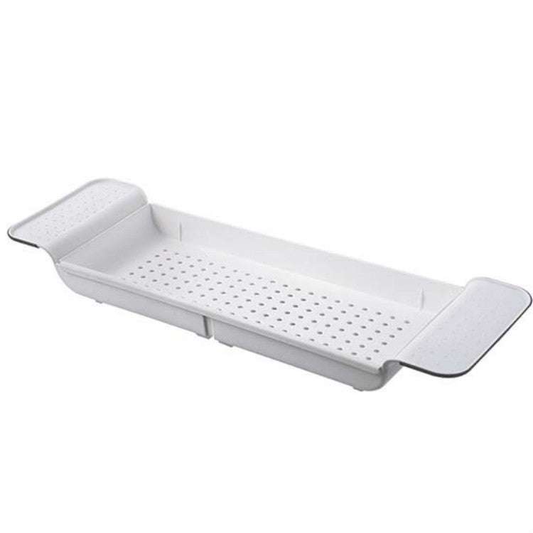 Étagère de baignoire rétractable, égouttoir de baignoire en plastique, étagère de rangement de douche pour baignoire, blanc+gris