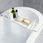 Étagère de baignoire rétractable, égouttoir de baignoire en plastique, étagère de rangement de douche pour baignoire, blanc+gris