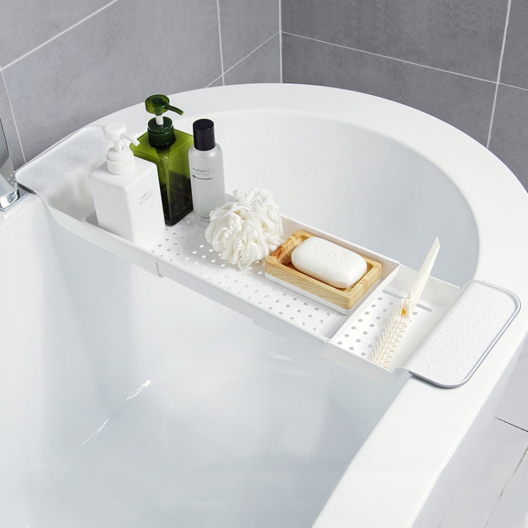 Étagère de baignoire rétractable, égouttoir de baignoire en plastique, étagère de rangement de douche pour baignoire, blanc+gris