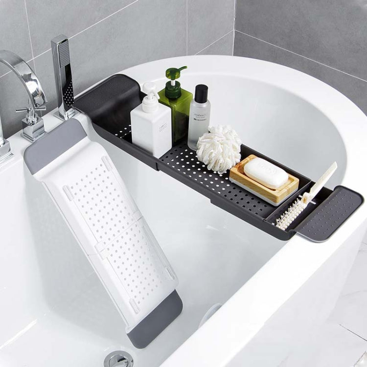 Étagère de baignoire rétractable, égouttoir de baignoire en plastique, étagère de rangement de douche pour baignoire, blanc+gris