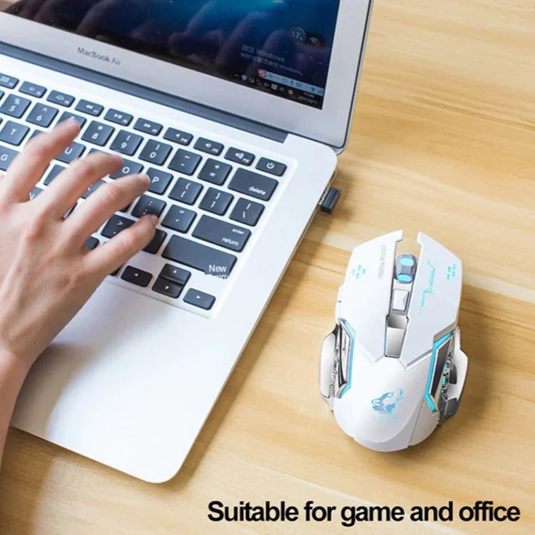 FREEDOM-WOLF X8 2400 DPI 6 boutons Souris de jeu mécanique lumineuse silencieuse sans fil 2,4 G avec chargement, X8 Noir, X8 Gris Métal, X8 Noir Étoilé