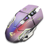 FREEDOM-WOLF X8 2400 DPI 6 boutons Souris de jeu mécanique lumineuse silencieuse sans fil 2,4 G avec chargement, X8 Noir, X8 Gris Métal, X8 Noir Étoilé