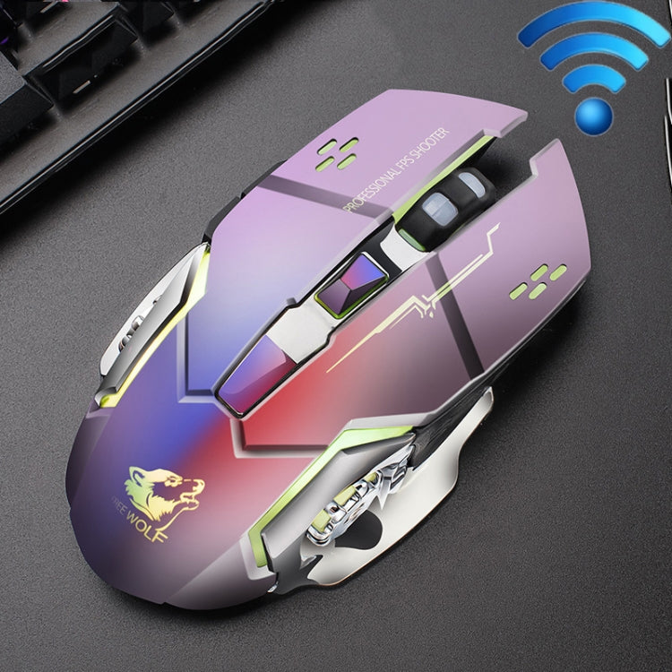 FREEDOM-WOLF X8 2400 DPI 6 boutons Souris de jeu mécanique lumineuse silencieuse sans fil 2,4 G avec chargement, X8 Noir, X8 Gris Métal, X8 Noir Étoilé