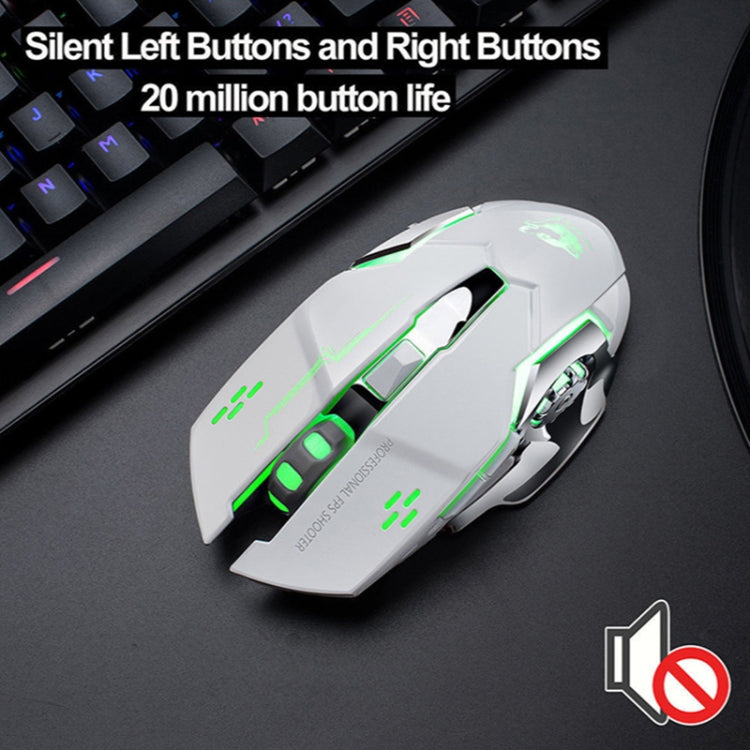 FREEDOM-WOLF X8 2400 DPI 6 boutons Souris de jeu mécanique lumineuse silencieuse sans fil 2,4 G avec chargement, X8 Noir, X8 Gris Métal, X8 Noir Étoilé