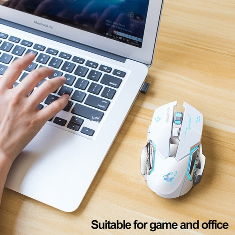 FREEDOM-WOLF X8 2400 DPI 6 boutons Souris de jeu mécanique lumineuse silencieuse sans fil 2,4 G avec chargement, X8 Noir, X8 Gris Métal, X8 Noir Étoilé