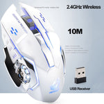 FREEDOM-WOLF X8 2400 DPI 6 boutons Souris de jeu mécanique lumineuse silencieuse sans fil 2,4 G avec chargement, X8 Noir, X8 Gris Métal, X8 Noir Étoilé