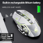 FREEDOM-WOLF X8 2400 DPI 6 boutons Souris de jeu mécanique lumineuse silencieuse sans fil 2,4 G avec chargement, X8 Noir, X8 Gris Métal, X8 Noir Étoilé