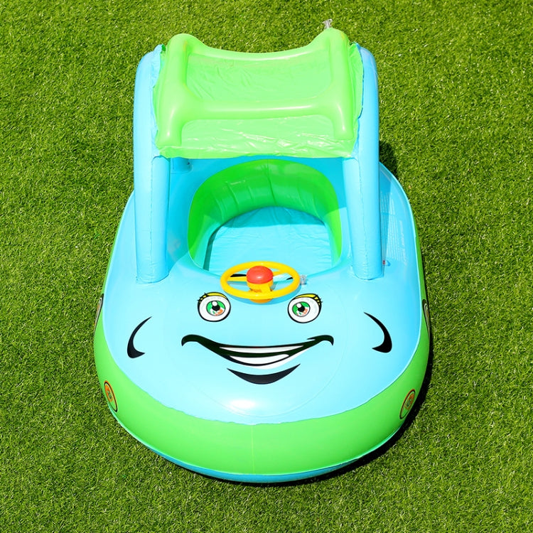 Anneau de natation bébé pare-soleil et anti-UV forme bateau gonflable avec corne, bleu clair + vert, violet + jaune