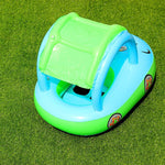 Anneau de natation bébé pare-soleil et anti-UV forme bateau gonflable avec corne, bleu clair + vert, violet + jaune