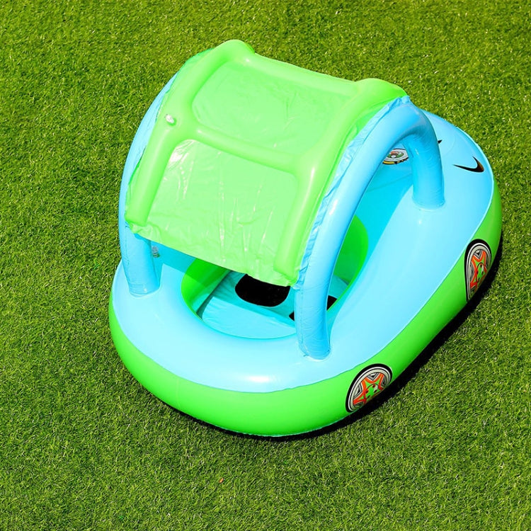 Anneau de natation bébé pare-soleil et anti-UV forme bateau gonflable avec corne, bleu clair + vert, violet + jaune
