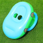 Anneau de natation bébé pare-soleil et anti-UV forme bateau gonflable avec corne, bleu clair + vert, violet + jaune