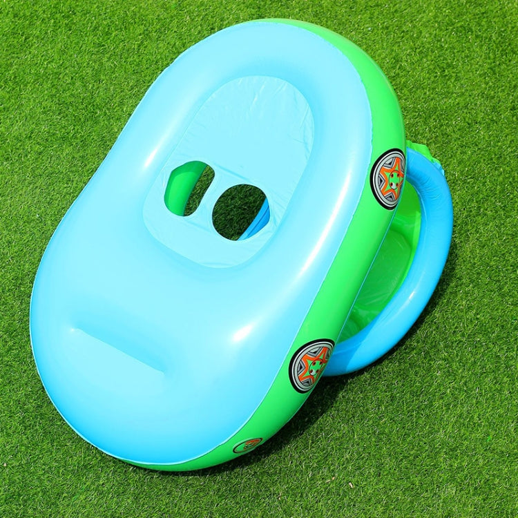 Anneau de natation bébé pare-soleil et anti-UV forme bateau gonflable avec corne, bleu clair + vert, violet + jaune