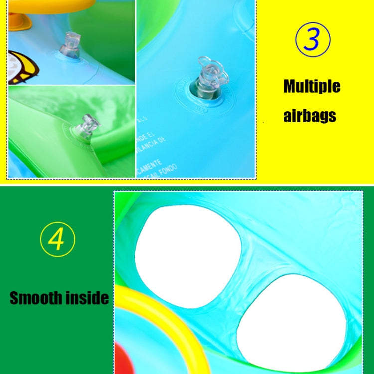 Anneau de natation bébé pare-soleil et anti-UV forme bateau gonflable avec corne, bleu clair + vert, violet + jaune